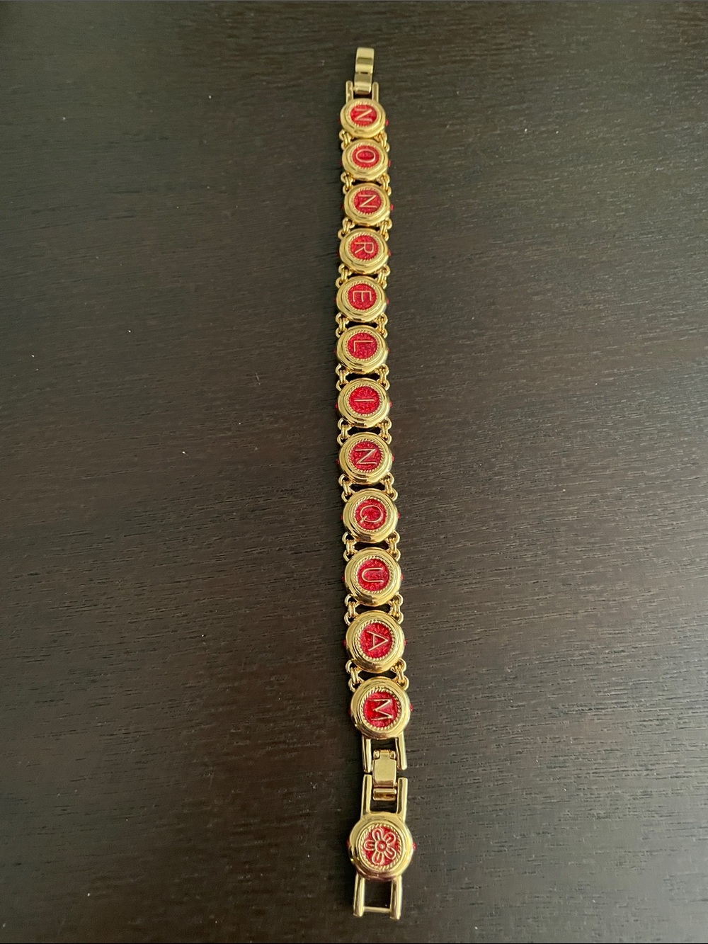 Gold-Tone Bracelet with Red Enamel Medallions - Women Jewelry